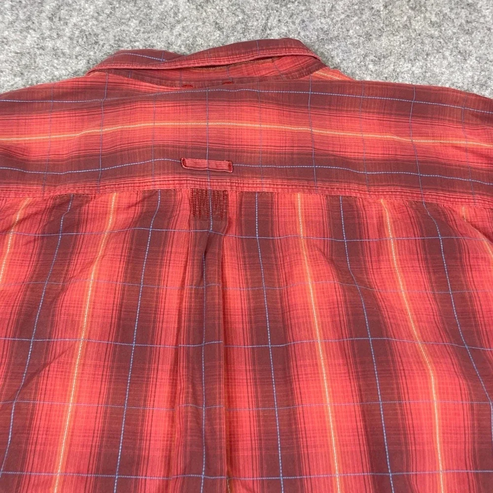 The North Face Mens XXL Red Plaid Long Sleeve Button Down Cotton Shirt